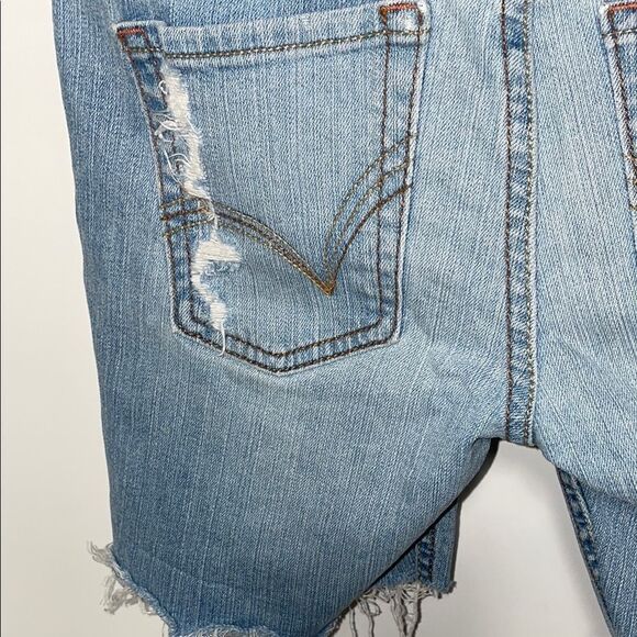 Refuge Denim Blue Distressed Women's Shorts - Picture 9 of 10